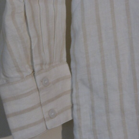 * Striped Dress NWT $59 XS Small MediumThe Drop 100% Linen Button Up Stripes - Picture 3 of 6